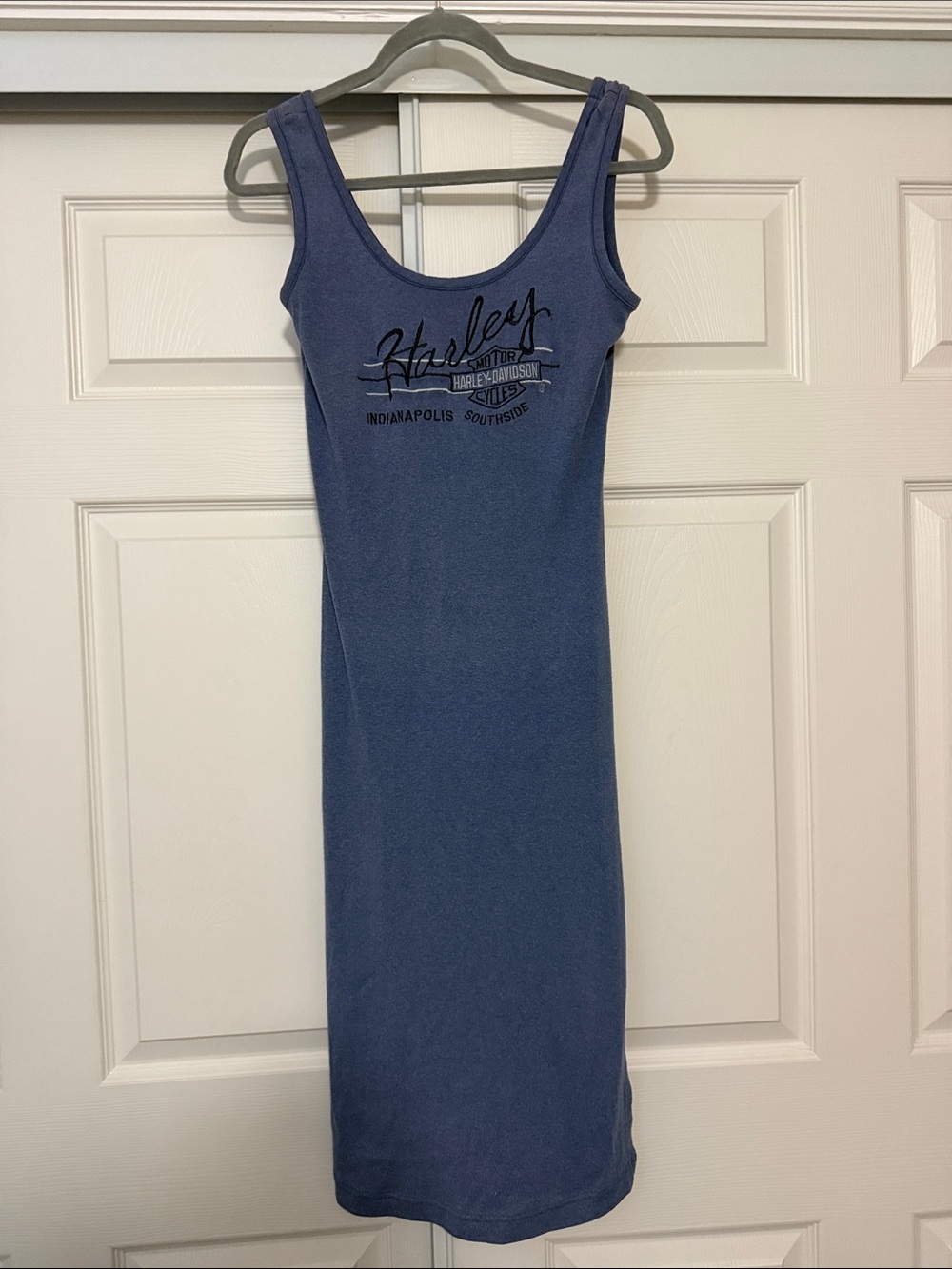Vintage Harley-Davidson blue Scoop Neck Midi Tank Dress